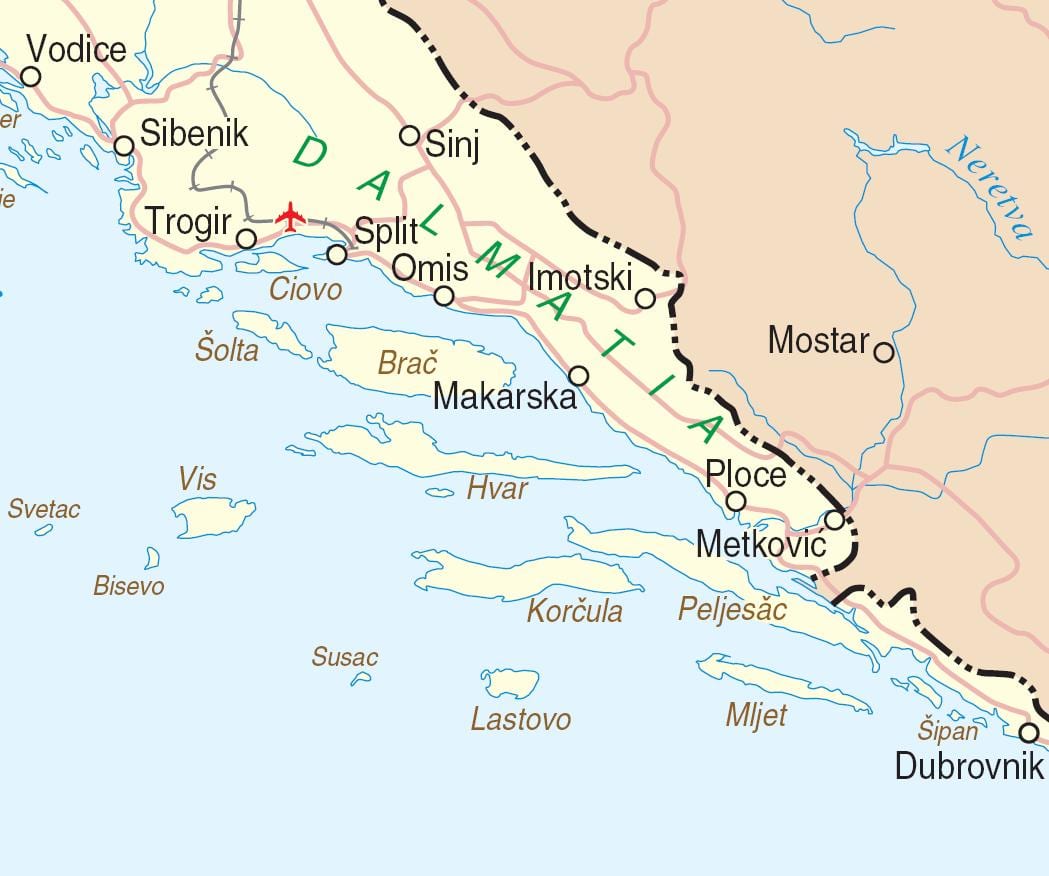 bản đồ của miền nam croatia