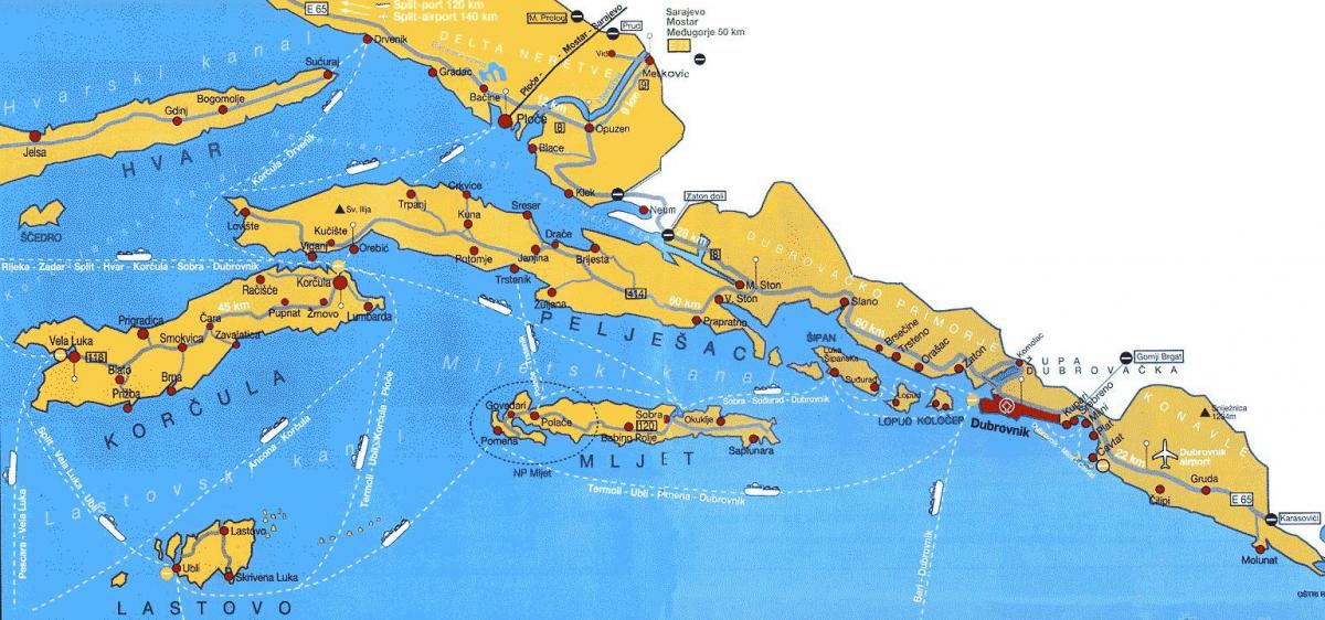 croatia bản đồ dubrovnik khu vực