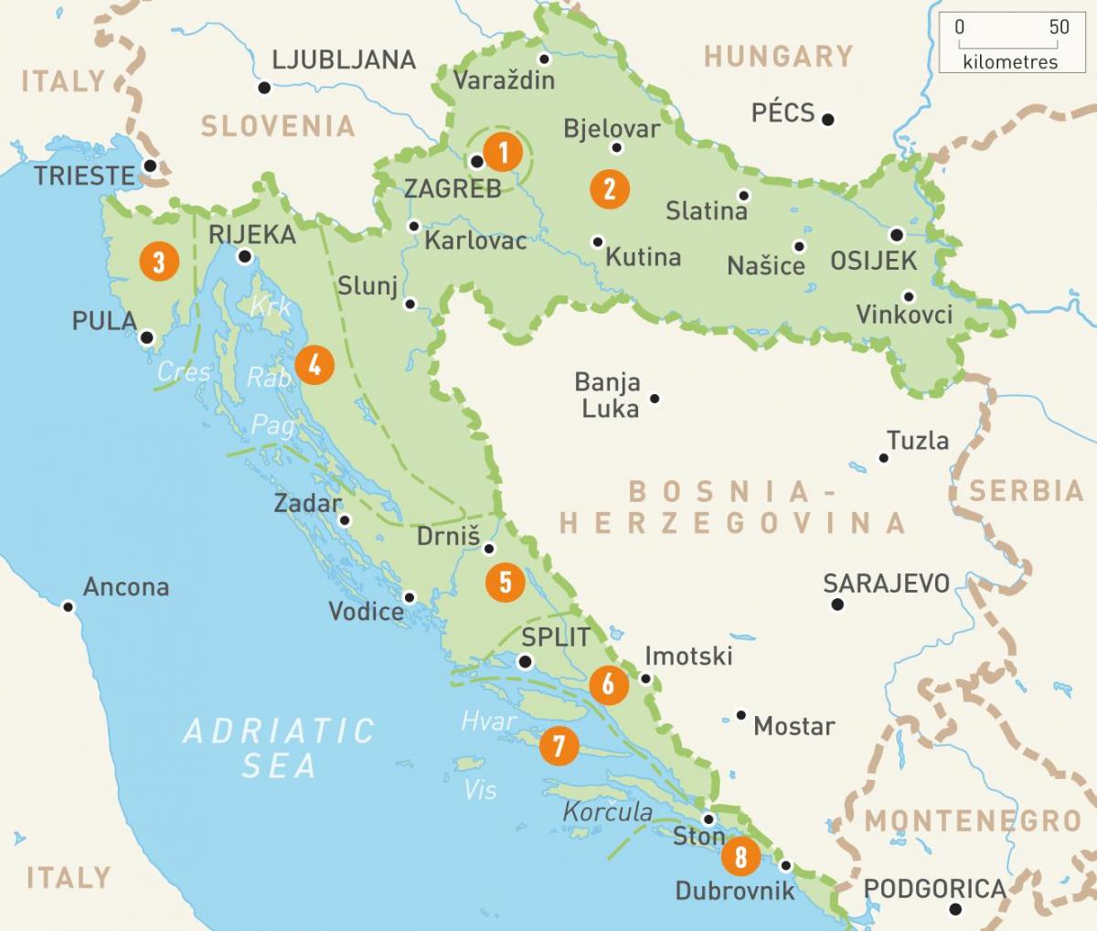 bản đồ của croatia và đảo