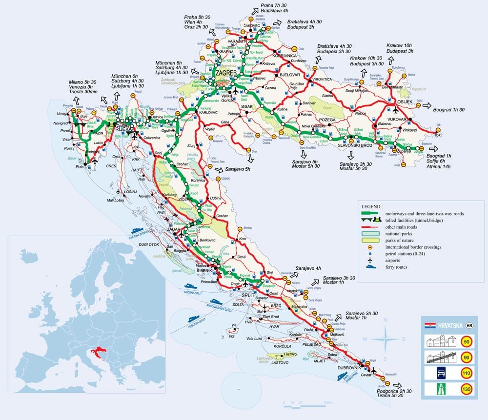 bản đồ đường sắt croatia