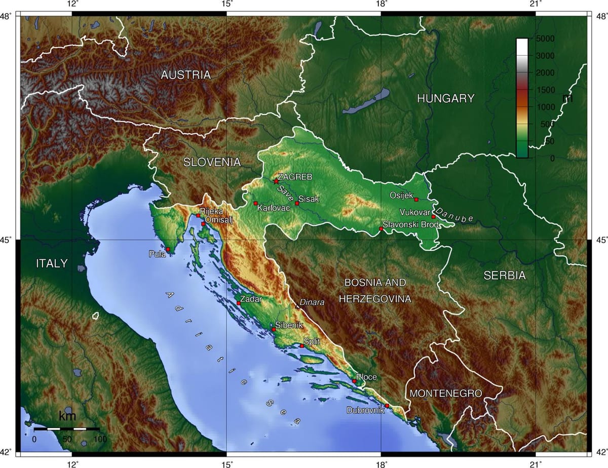 croatia địa lý bản đồ