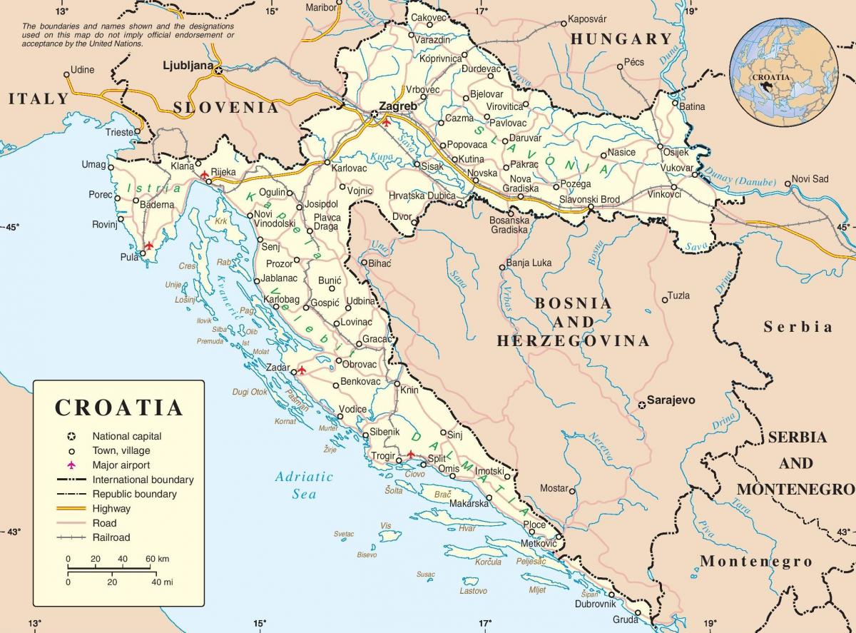 lái xe bản đồ của croatia