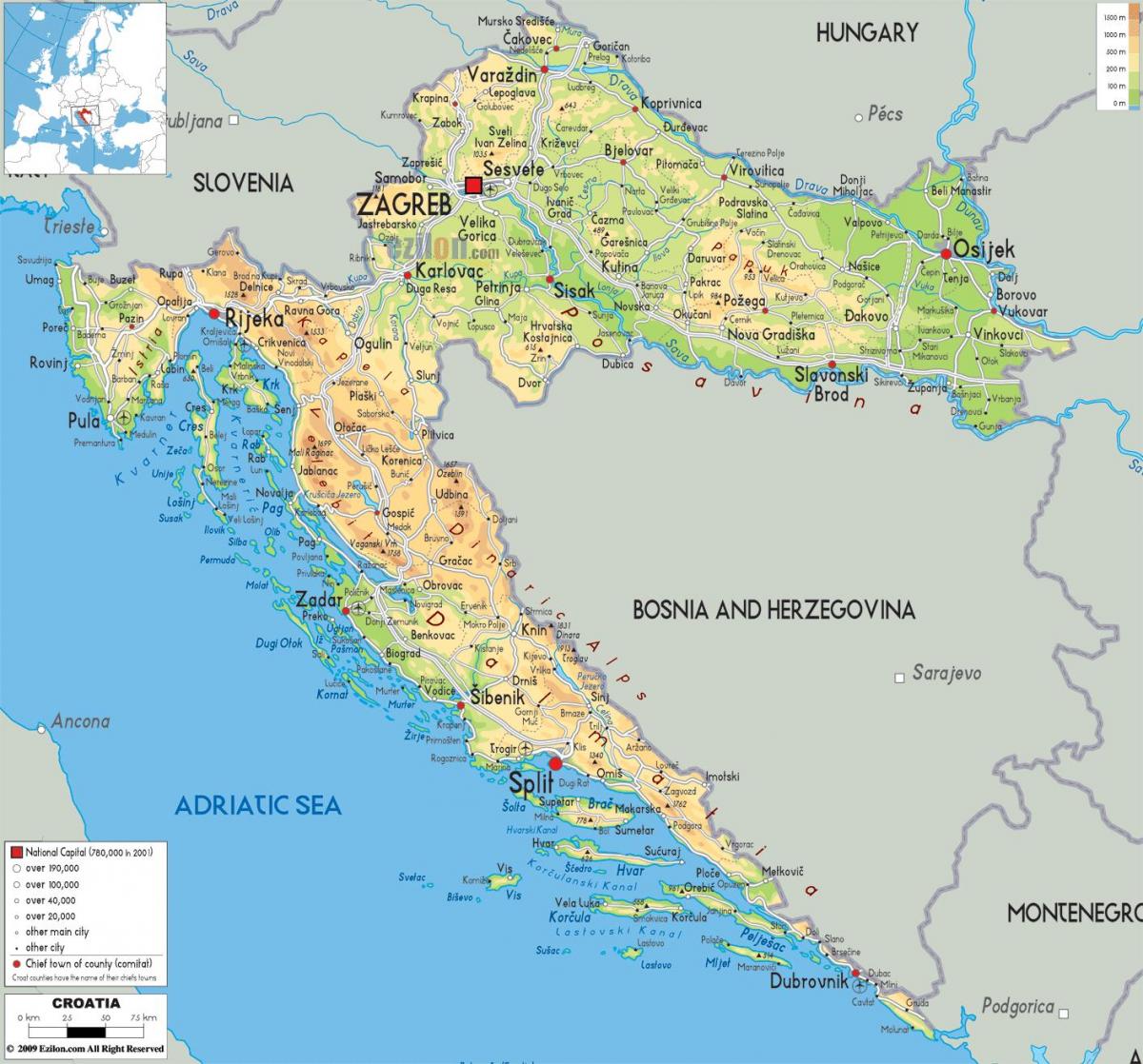 croatia trong bản đồ
