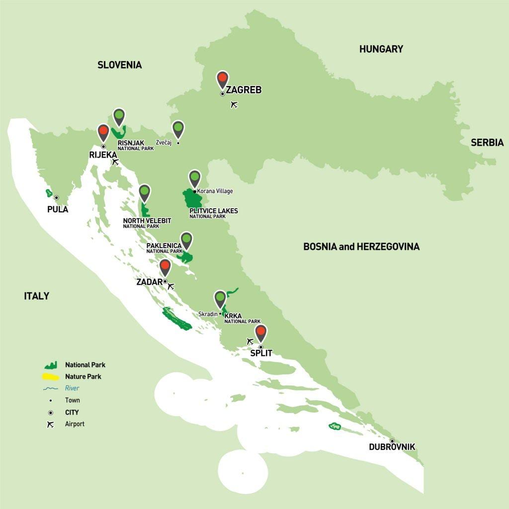 bản đồ của croatia công viên quốc gia