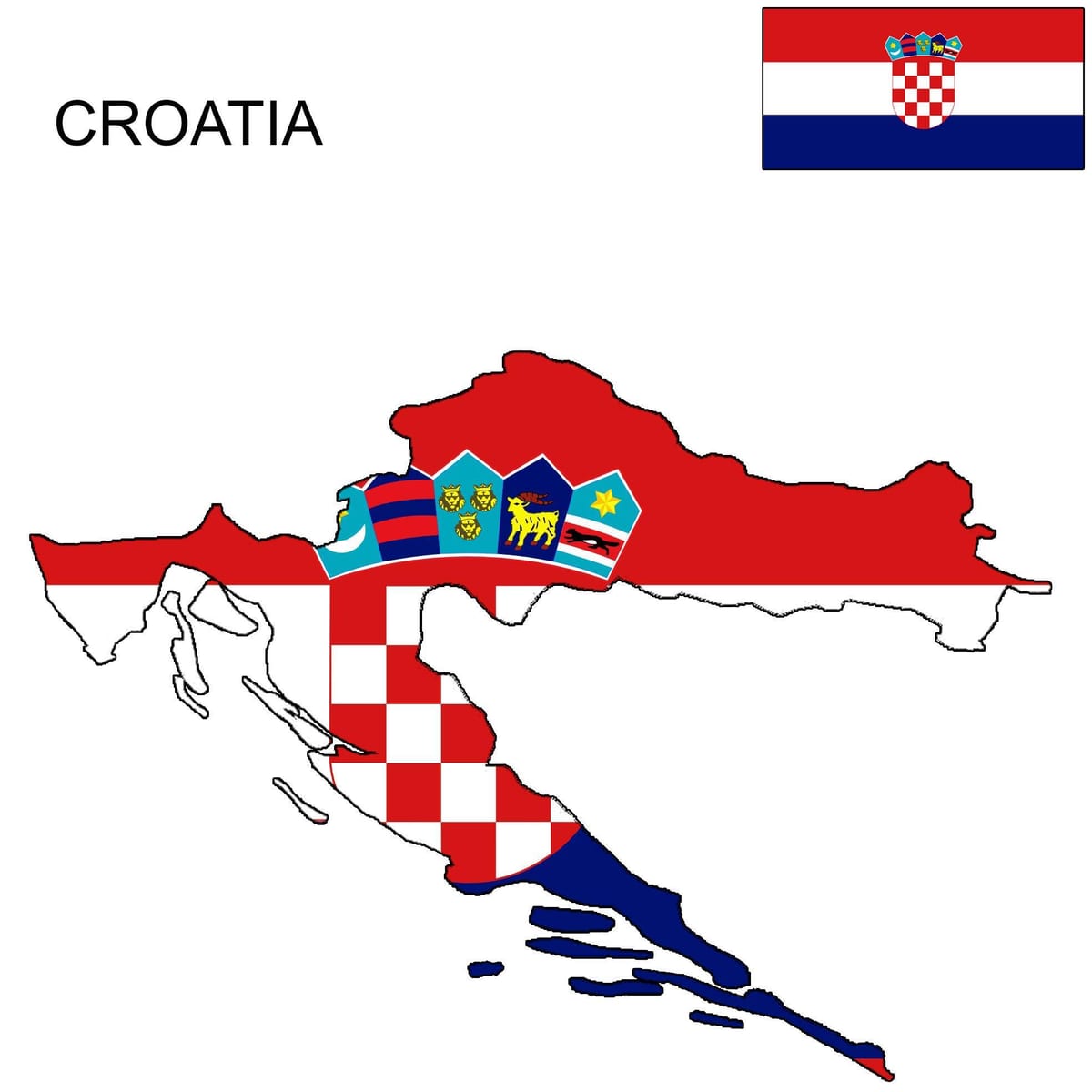croatia bản đồ cờ
