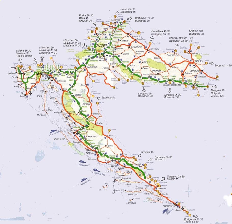 bản đồ của croatia chuyến đi đường
