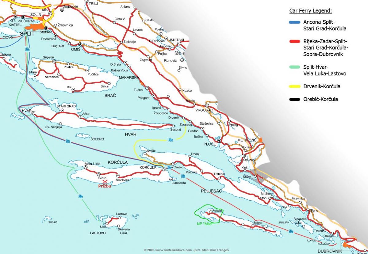 bản đồ của croatia phà