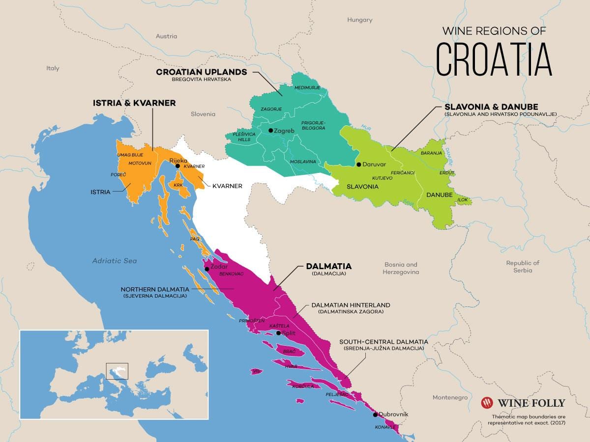 bản đồ của croatia rượu