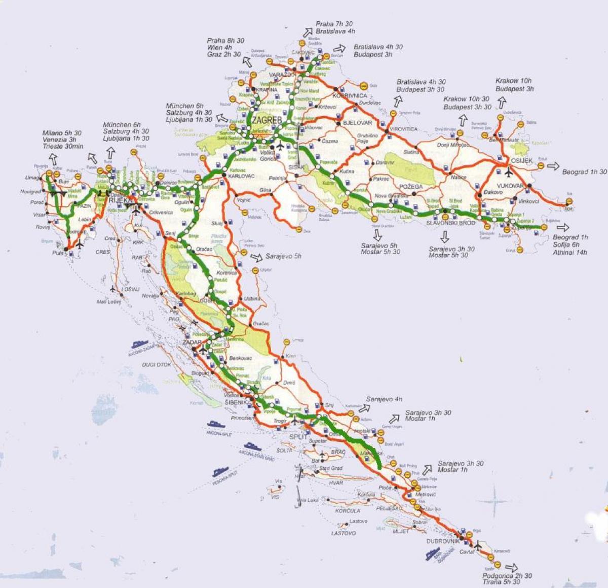 chi tiết và bản đồ đường của croatia