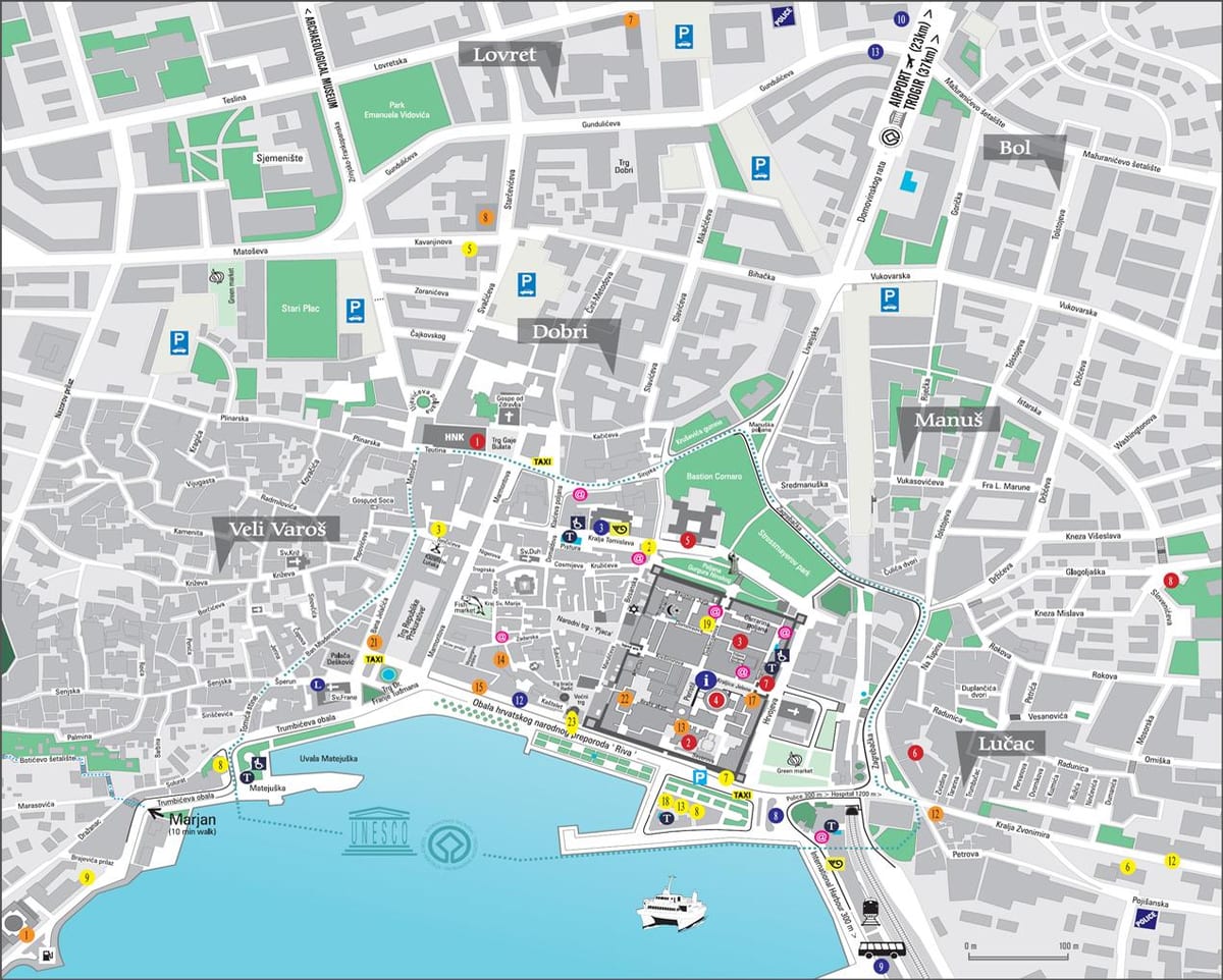 bản đồ của old town chia croatia