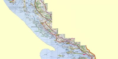 Bản đồ của croatia bờ biển và đảo