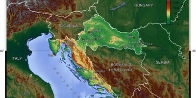 Bản đồ của croatia địa hình 