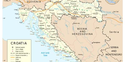 Bản đồ của croatia với thành phố