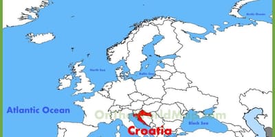 Croatia vị trí trên bản đồ thế giới